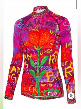 Cycology SEE ME Pink Graffiti Tight Fit Long Sleeve Cycling Performance Top